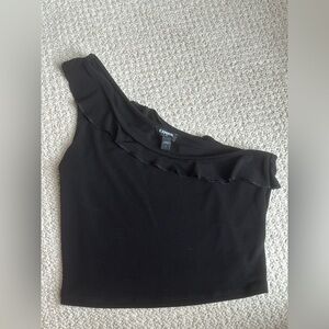 Express Elegant Black Ruffle Top